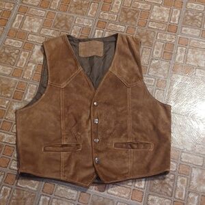 Vintage suede leather vest brown made in Argentina